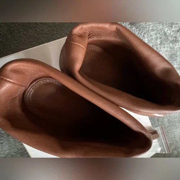 Jonathan Simkhai Karine Booties Foldover Cinnamon Brown Ankle Leather, Size 38EU - Picture 5 of 10